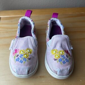 Toms Tiny Parfait Pink Flower Alpargata Toddler Girl Sz 8